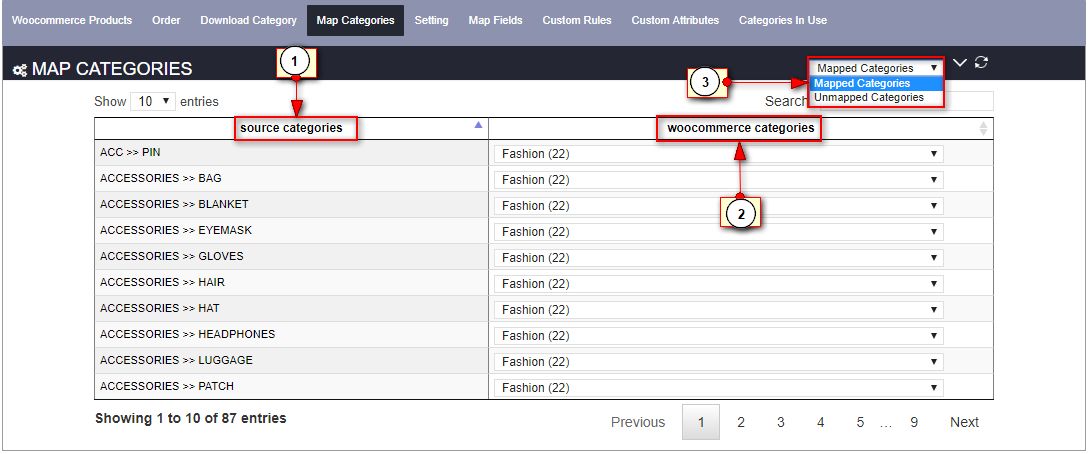WooCommerce-Categories-Mapping