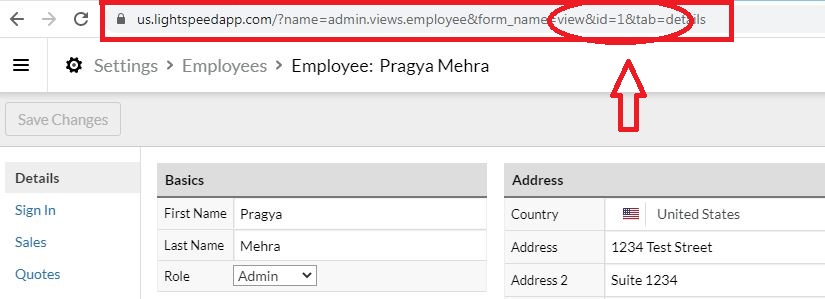 URL box employee id