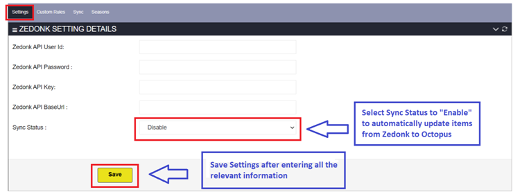 zedonk setting details