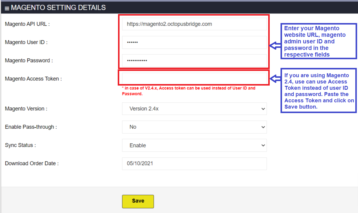 Magento Setting Details