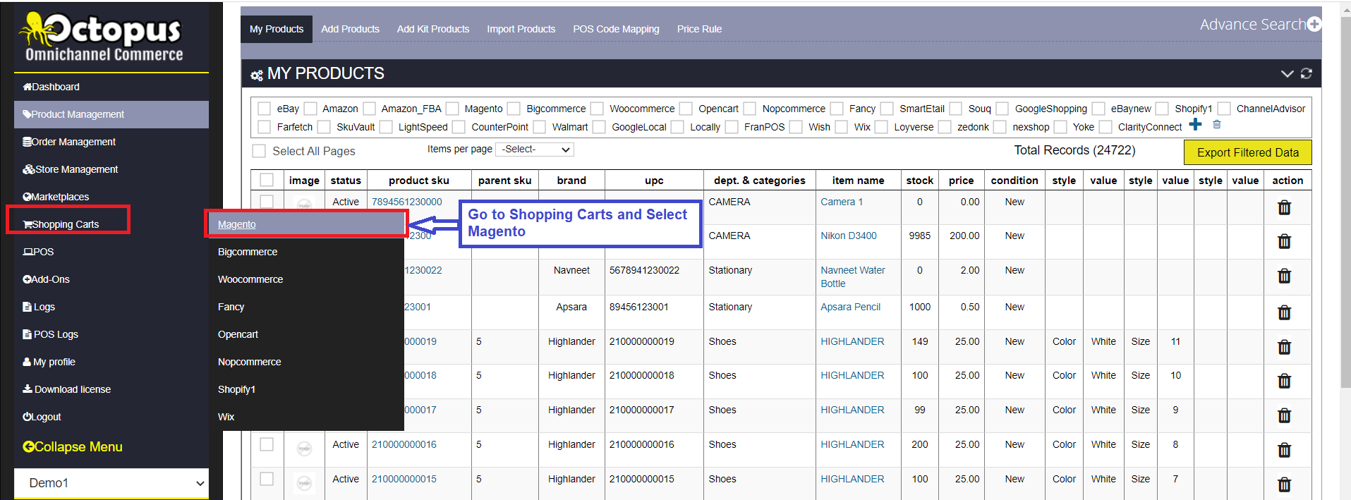 Connect Octopus to Magento