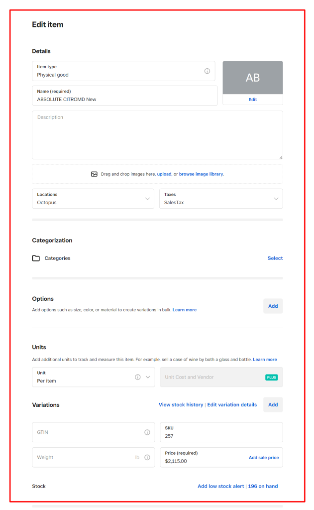 Square POS inventory upload to eCommerce